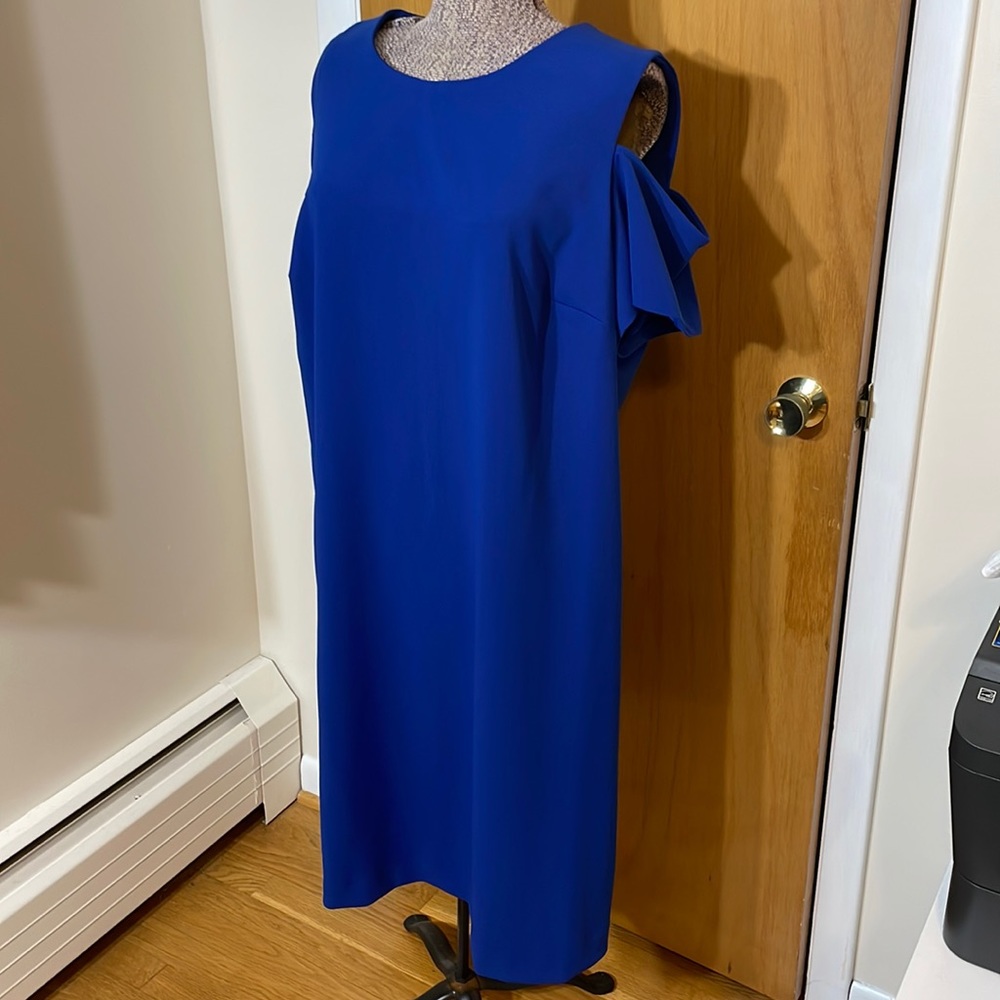 Tommy Hilfiger Womens 20W Blue Open Shoulder Midi Dress